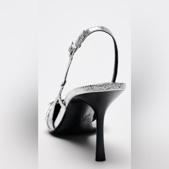 Zara Silver Buckled Strap Heels - Picture 3 of 4
